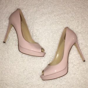 Michael Kors Pink Patent Leather Peep Toe Pumps